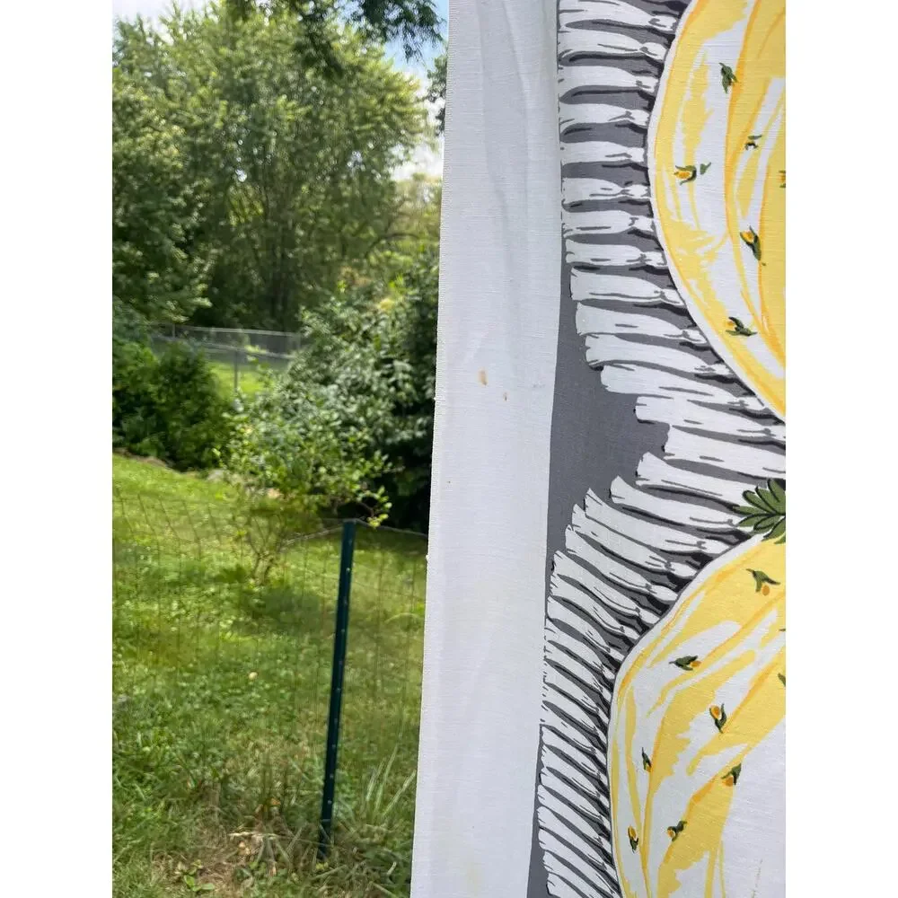 Vintage Yellow and Orange Floral Tablecloth with Swag Fringe Pattern